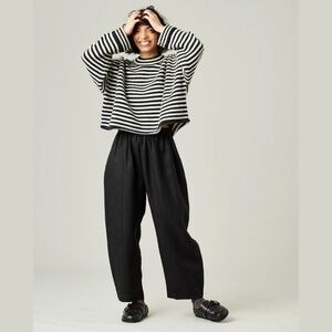 Beyond Nine Mabel Black Linen Barrel Leg Trousers - Size XL - NWT